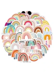 50 piezas Calcomanía con patrón de arcoíris clasificado moderno para estudiantes - Multicolor - Ver 1