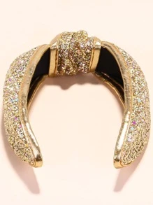 1入組女士金屬亮絲結飾魅力四射髮箍適合派對 - 金色 - 查看 4