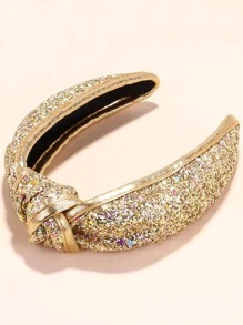 1入組女士金屬亮絲結飾魅力四射髮箍適合派對 - 金色 - 查看 3