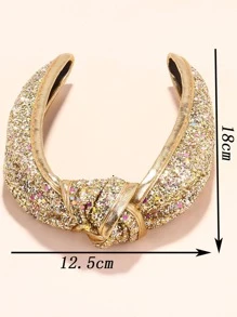 1入組女士金屬亮絲結飾魅力四射髮箍適合派對 - 金色 - 查看 7