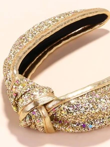 1入組女士金屬亮絲結飾魅力四射髮箍適合派對 - 金色 - 查看 6