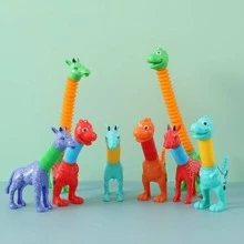 1pc Random Color Plastic Decompression Toy, Creative Giraffe & Dinosaur Design Foldable Tricky Toy For Kids
