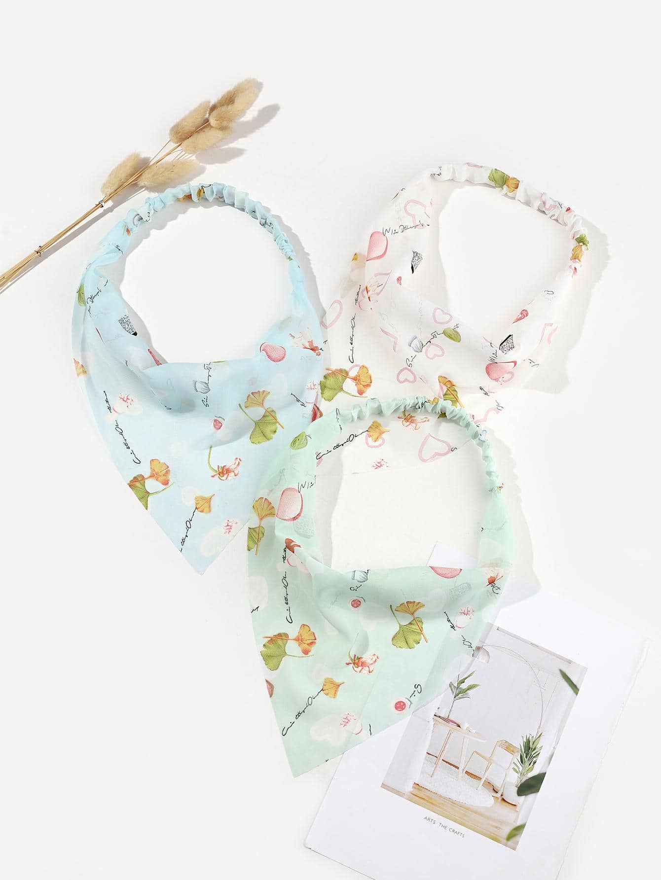 3 chiếc khăn quàng cổ thời trang họa tiết chữ cái cho phụ nữ Ginkgo Biloba & Letter để trang trí tóc - Nhiều màu - Xem 1