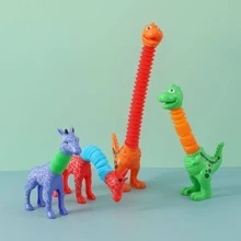 1pc Random Color Plastic Decompression Toy, Creative Giraffe & Dinosaur Design Foldable Tricky Toy For Kids