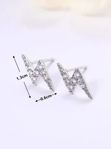 1 Pair Fashion Cubic Zirconia Stud Earrings For Women For Wedding Engagement Anniversary Party Jewelry Valentine's Day Gift Valentines,Mom,Mother,Mother's Day,Gift - Silver - View 4
