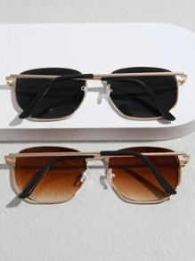 2副男士几何框时尚眼镜，优雅時尚眼鏡配饰，万圣节沙滩配饰，夏季海滩度假、户外旅行眼镜。 - 彩色 - 查看 3