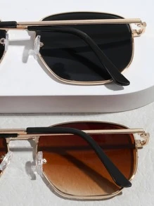 2副男士几何框时尚眼镜，优雅時尚眼鏡配饰，万圣节沙滩配饰，夏季海滩度假、户外旅行眼镜。 - 彩色 - 查看 4