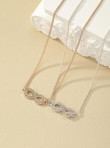 2pcs/set Rhinestone Infinity Symbol Charm Necklace - Multicolor - View 3