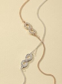 2pcs/set Rhinestone Infinity Symbol Charm Necklace - Multicolor - View 4