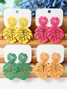 4pairs/set Tropical Leaf Drop Earrings - Multicolor - View 2