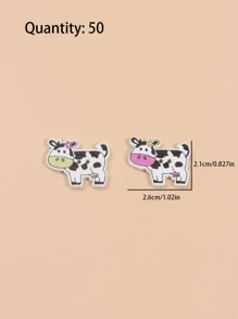 50入組/套WPC鈕扣，創意奶牛設計手工縫紉和服裝工藝用品 - 彩色 - 查看 3