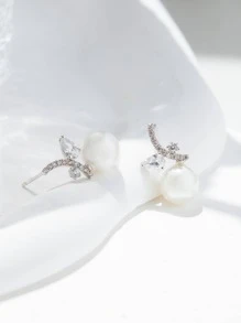 Bông tai trang trí bằng ngọc trai giả trang trí bằng bạc - Bạc - Xem 5