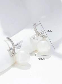 Bông tai trang trí bằng ngọc trai giả trang trí bằng bạc - Bạc - Xem 4