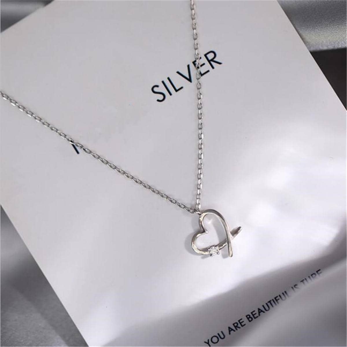 Heart Decor Chain Necklace Valentines,Mom,Mother,Mother's Day,Gift