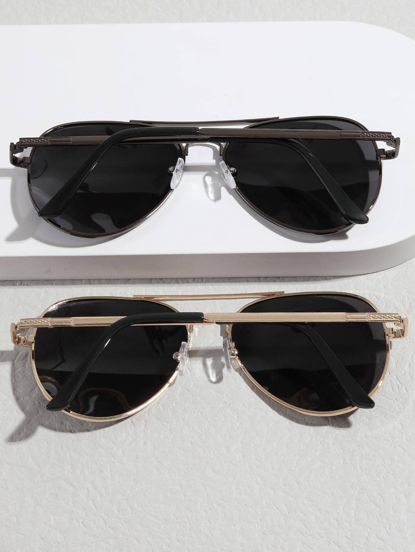 2pcs Pilot Metal Fashion Glasses Suitable For Outdoor, Driving, Beach