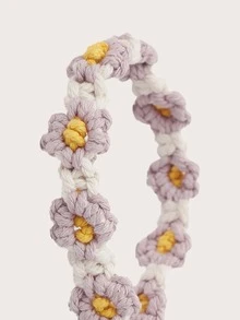 1pc Women Flower Rope Sweet Style Keychain For Daily Life - Purple - View 3