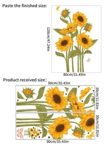 2 片向日葵蝴蝶墙贴，适用于客厅、卧室、装饰，PVC 背面自粘可移除贴纸，用于家庭装饰，向日葵墙贴、贴纸、墙贴花、乙烯基贴花，用于家庭装饰，春季装饰品让您的家焕然一新，拉玛装饰贴纸礼物生日毕业 - 彩色 - 查看 4