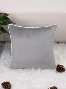 1pc Plain Cushion Cover Without Filler, Simple Knitted Fabric Pillow Cover For Home - Light Grey - View 2