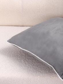 1pc Plain Cushion Cover Without Filler, Simple Knitted Fabric Pillow Cover For Home - Light Grey - View 3