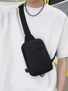 Mini Men Minimalist Sling Bag Black Zipper Fanny Pack Waist Bag Crossbody Bag Side Bag Bum Bag College Bag Quà tặng Ngày của Cha Mùa hè Bố Sinh viên năm nhất Sách Trở lại trường Ký túc xá đa chức năng Đại học - màu đen - Xem 4