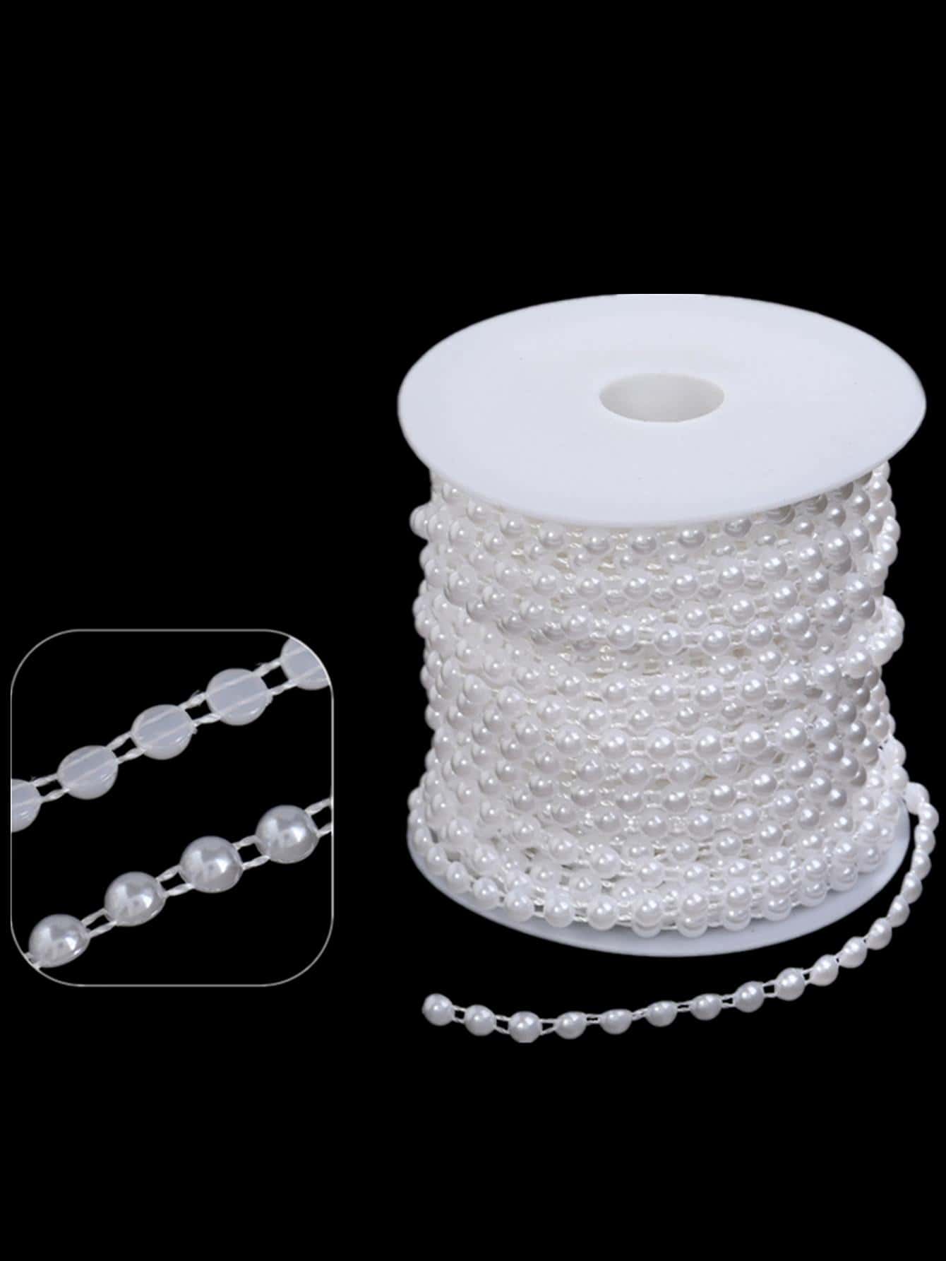 1roll 4/6/8/10mm Elegant Faux Pearl Beaded DIY Chain For Women For DIY Jewelry Making - White - View 1