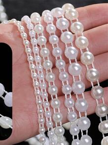 1roll 4/6/8/10mm Elegant Faux Pearl Beaded DIY Chain For Women For DIY Jewelry Making - White - View 4