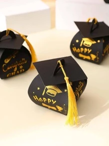 6入組畢業季節黑色畢業帽派對禮物派對裝飾用品 - 黑色 - 查看 3