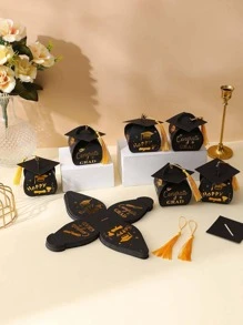 6入組畢業季節黑色畢業帽派對禮物派對裝飾用品 - 黑色 - 查看 1