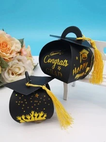 6入組畢業季節黑色畢業帽派對禮物派對裝飾用品 - 黑色 - 查看 4