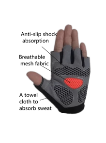 Găng tay hở ngón họa tiết chữ cái - màu đen - Xem 3