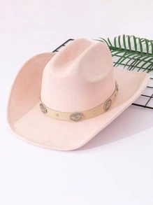 1入組女式腰帶裝飾牛仔軟呢帽，戶外用 - 淺粉色 - 查看 2