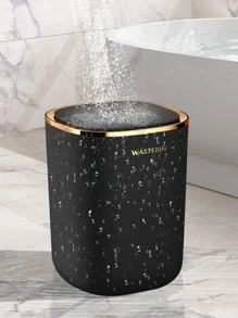 1pc Plastic Waste Bin, Smart Trash Can For Home - Black - View 3