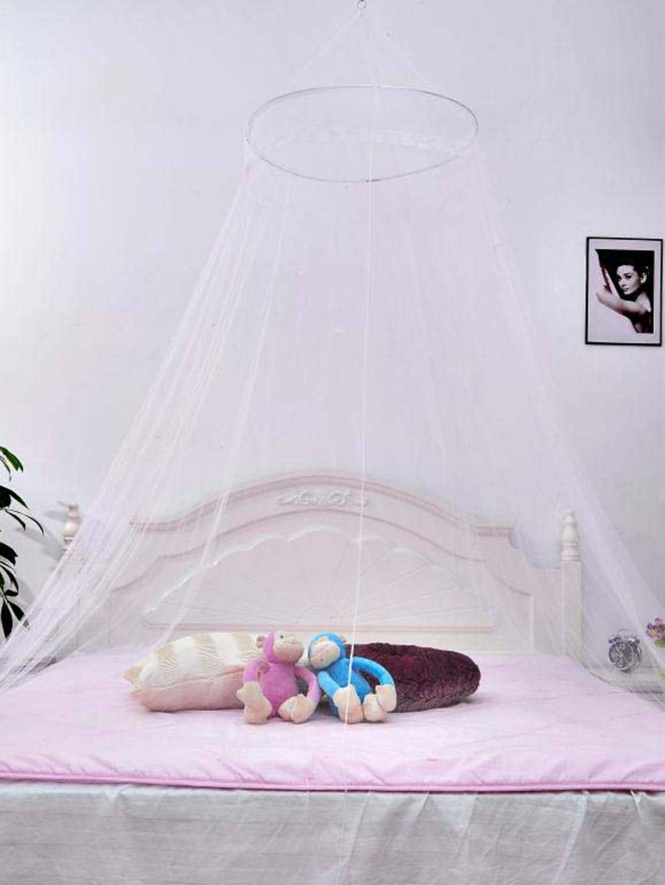 1入組素色蚊帳，臥室簡單網狀蚊帳 - 白色 - 查看 1