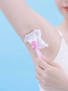 套手持式手動除毛工具，附剪刀、刮刀、3 個替換頭和清潔刷 - 粉色 - 查看 2