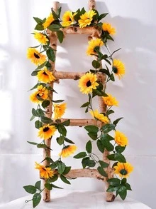 1 Nhân Tạo Dây Leo Hoa Hướng Dương, Vải Đơn Giản Hoa Giả Vòng Hoa Cho Gia Đình, Ngày Lễ, Trang Trí Tiệc - Màu vàng - Xem 3