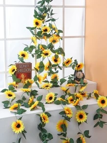 1 Nhân Tạo Dây Leo Hoa Hướng Dương, Vải Đơn Giản Hoa Giả Vòng Hoa Cho Gia Đình, Ngày Lễ, Trang Trí Tiệc - Màu vàng - Xem 1