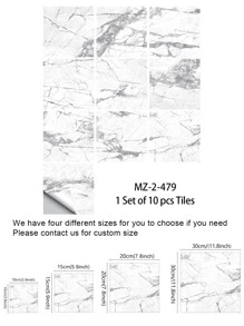 10pcs Marble Pattern Wall Tile Sticker, Modern Marble Pattern Peel And Stick Backsplash Tile For Home Decoration - Multicolor - View 7