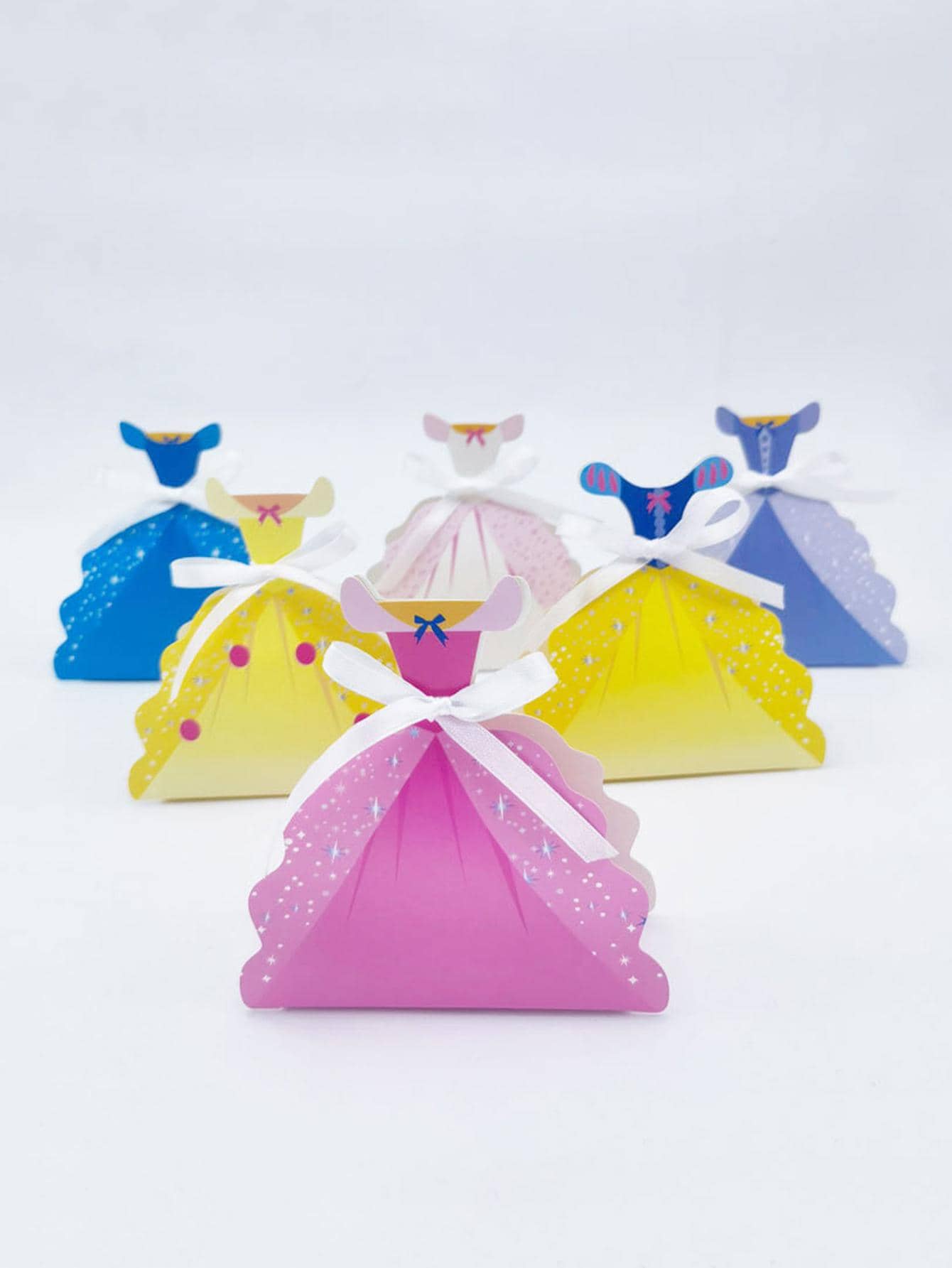 12pcs Princess Theme Party Gift Box Decoration Girl Princess Dress Candy Box For Baby Shower Baptism Wedding Birthday Party Supplies