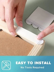 12pairs (24pcs) Large Size Picture Hanging Strips With Removable Double Hooks And Sticky Back For Waterproof Adhesive Tape Used For Frame Hanging - White - View 8