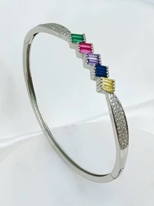 Cubic Zirconia Decor Bangle - Multicolor - View 4