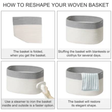 2pcs Woven Bedroom Storage Basket, Boho Braided Design Storage Basket For Home - Grey - View 6