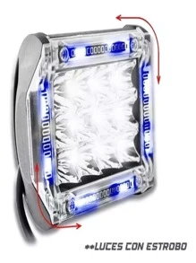Headlights 12 Led Dually Fixed Light And Strobe Luminous Ring Color Pair - Blue - View 2