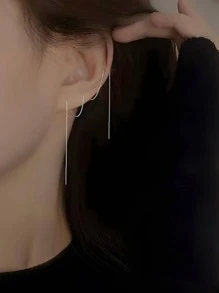 ELSEDES 1pair Fashion Sterling Silver Tassel Design Silver Threader Earrings For Women For Daily Commute Holiday