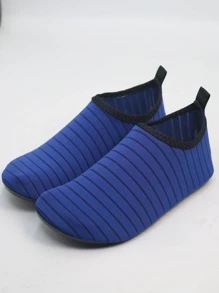 女士防滑透氣撞色滾邊一腳蹬水運動戶外藍色萊卡水襪 - 藍色 - 查看 1