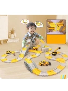 YUQING.FC Pista Magica Flexible Con Coche De Pila Grande Para Niñas - Amarillo - Ver 3