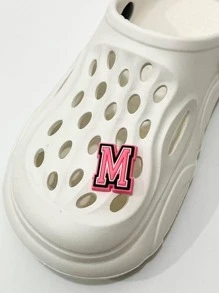 1 Chữ Cái Thiết Kế Trang Trí Giày Khối Màu PVC Phụ Kiện Thời Trang Cho Guốc Và Trượt - Hồng - Xem 1