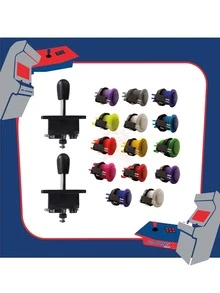 Kit 2 palancas alpha 12 botones arcade con micro - Negro - Ver 3