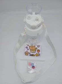 BOTELLA DE AGUA TIPO CANTINFLORA CON POPOTE PARA NIÑOS 1.200ml - Blanco - Ver 3