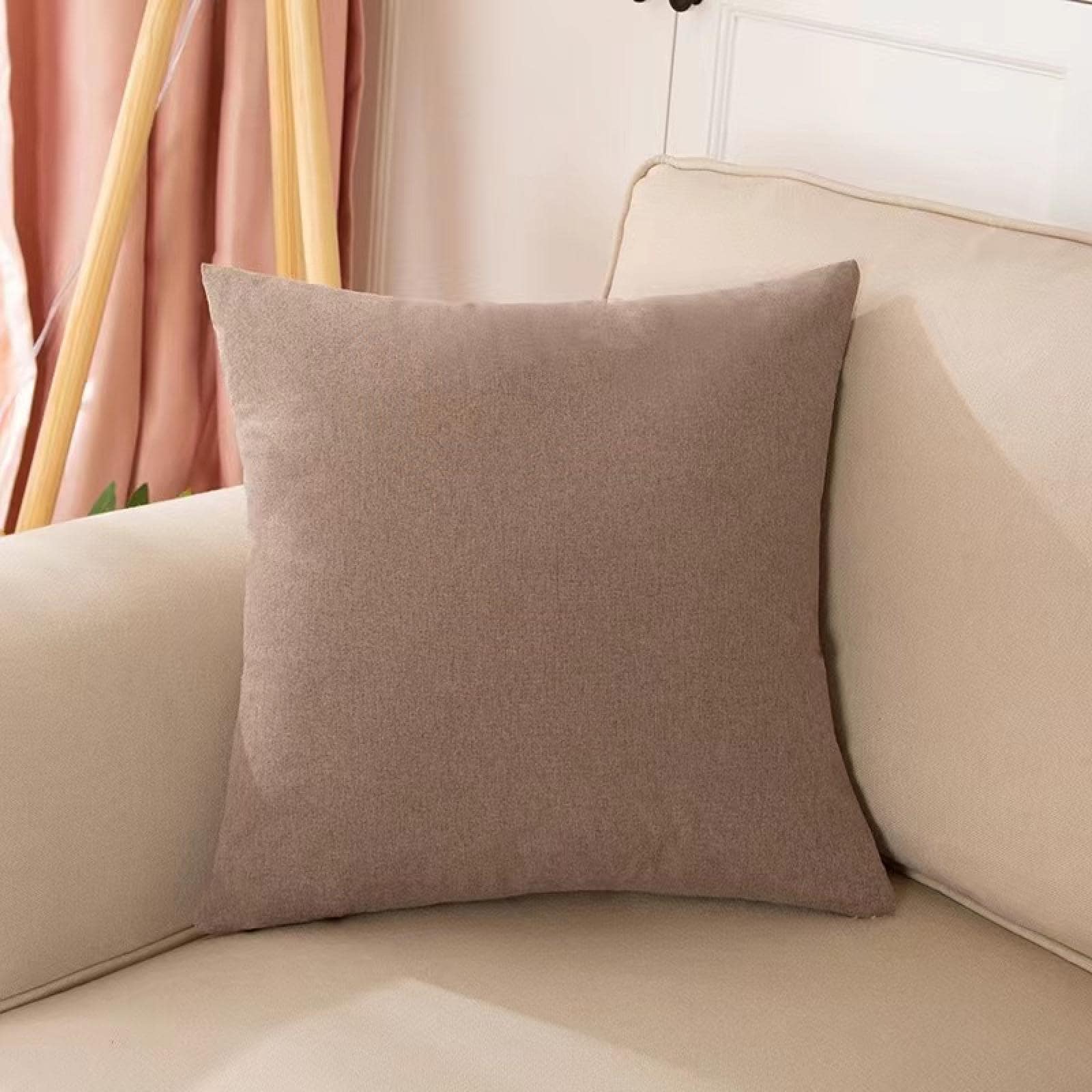1 Màu Trơn Đệm Không Chất Độn, Tối Giản Polyester Ném Gối Cho Ghế Sofa - Cà phê nâu - Xem 1