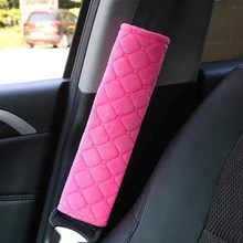 1入組車柔軟長毛絨安全帶保護裝置通用汽車安全帶套護肩 - 粉色 - 查看 3
